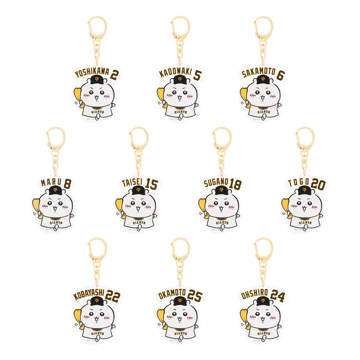 【pre-order】Chiikawa× Yomiuri Giants Trading Player Name AcrylicKey ring(All 10 species) [Scheduled to be shipped sequentially from mid -August 2024 (cancellation is not possible in the case of postponement of shipping)]
