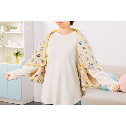 ちいかわ あったか収納ポケット付き3WAYブランケット（パステルイエロー）
