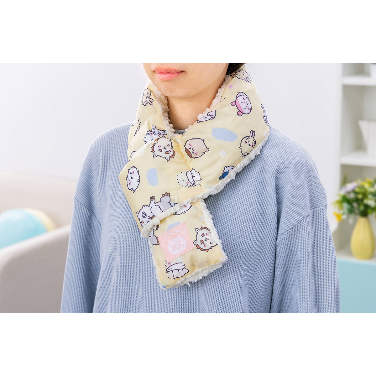 치이카와 따뜻하고 푹신한 머플러 (파스텔 옐로우)