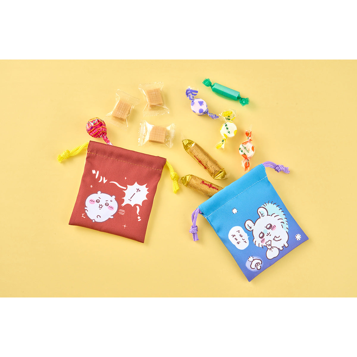 Chiikawa Excited to Go Out! Convenient 2-Piece Mini Drawstring Bag Set (Chiikawa & Momonga)