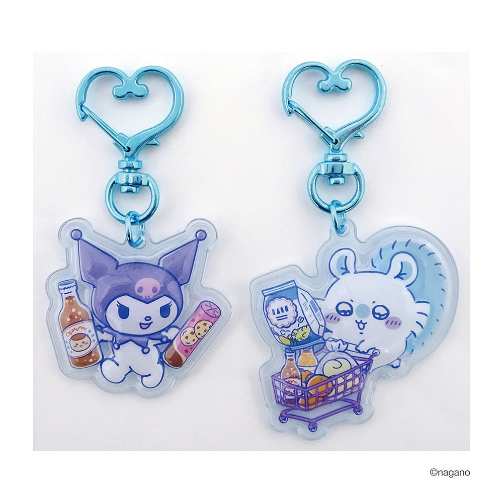 ちいかわ×サンリオキャラクターズ ぷっくりったいペアキーホルダー（モモンガ×クロミ）