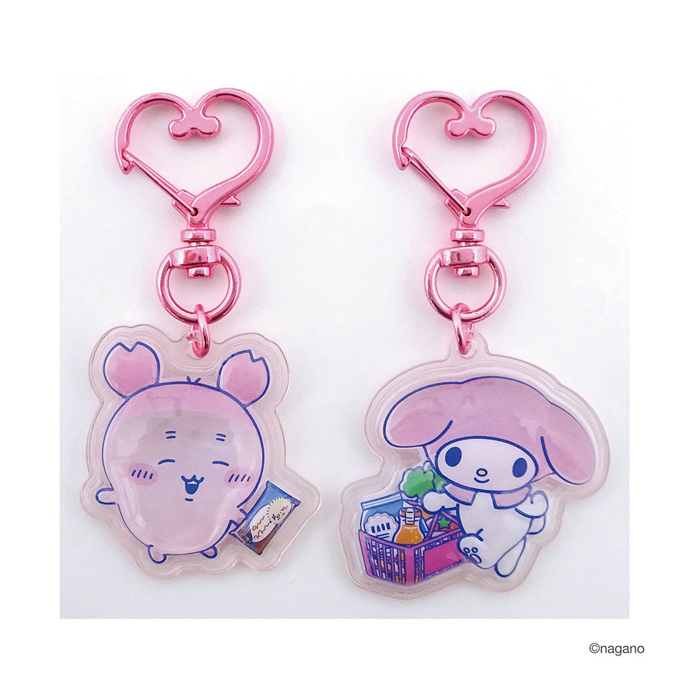 ちいかわ×サンリオキャラクターズ ぷっくりったいペアキーホルダー（古本屋×マイメロディ）