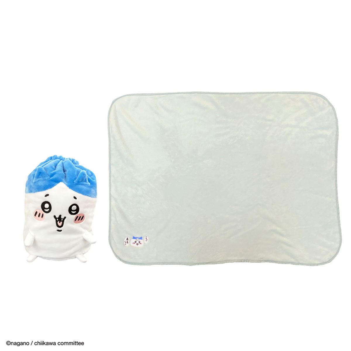 ちいかわ マスコット巾着付きブランケット（ふわふわハチワレ）