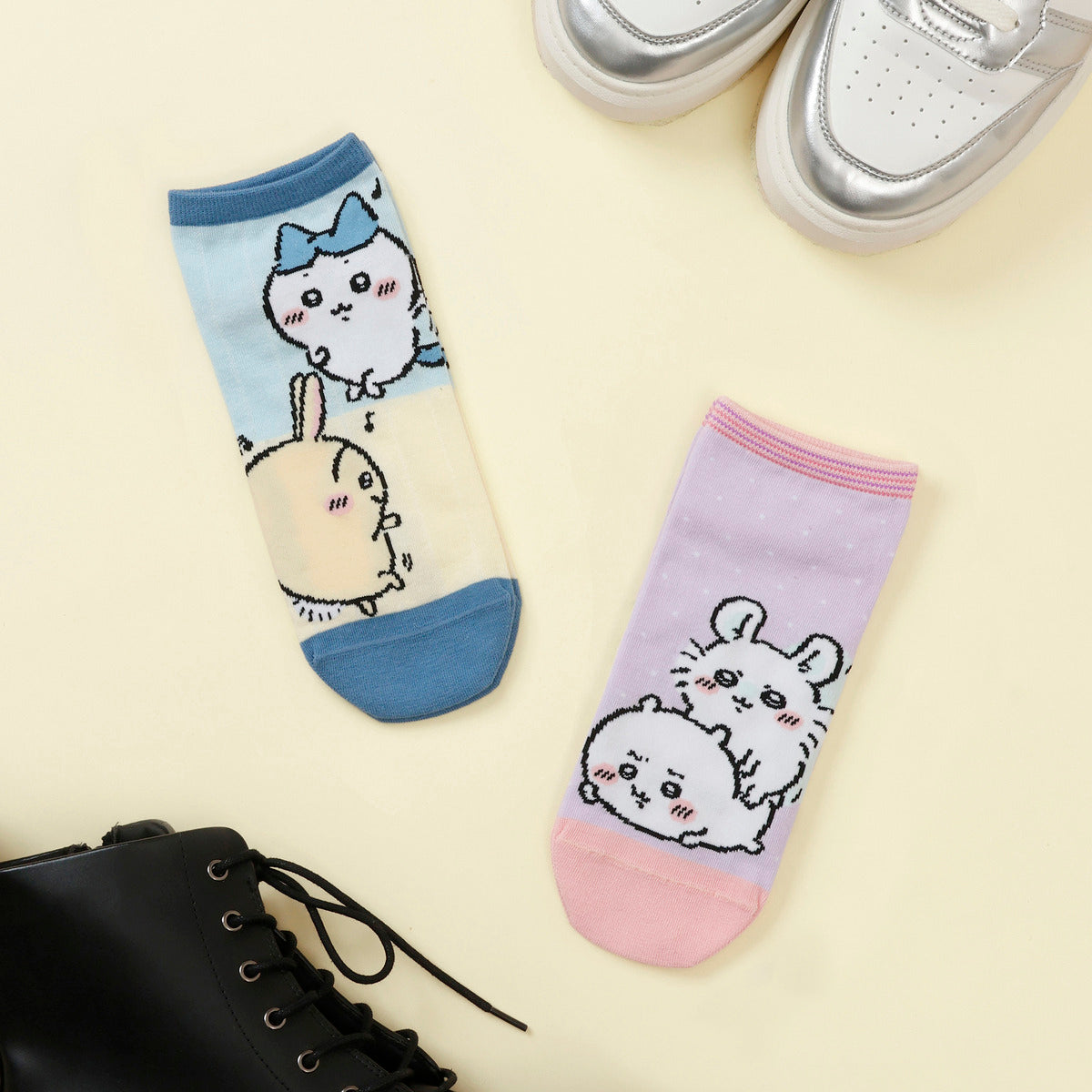 Chiikawa Crew Socks Hachiware and Usagi Sax