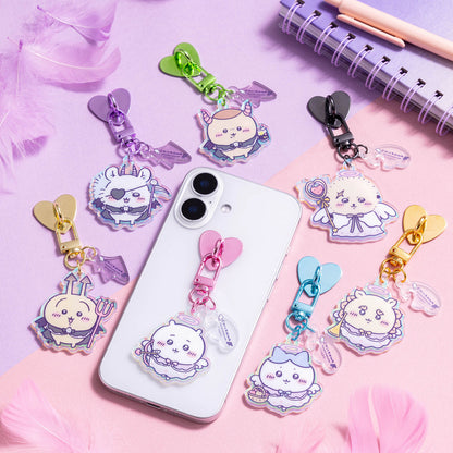 ちいかわ てんし♡あくま キーリングチャーム付きキーホルダー（あくまなくりまんじゅう）