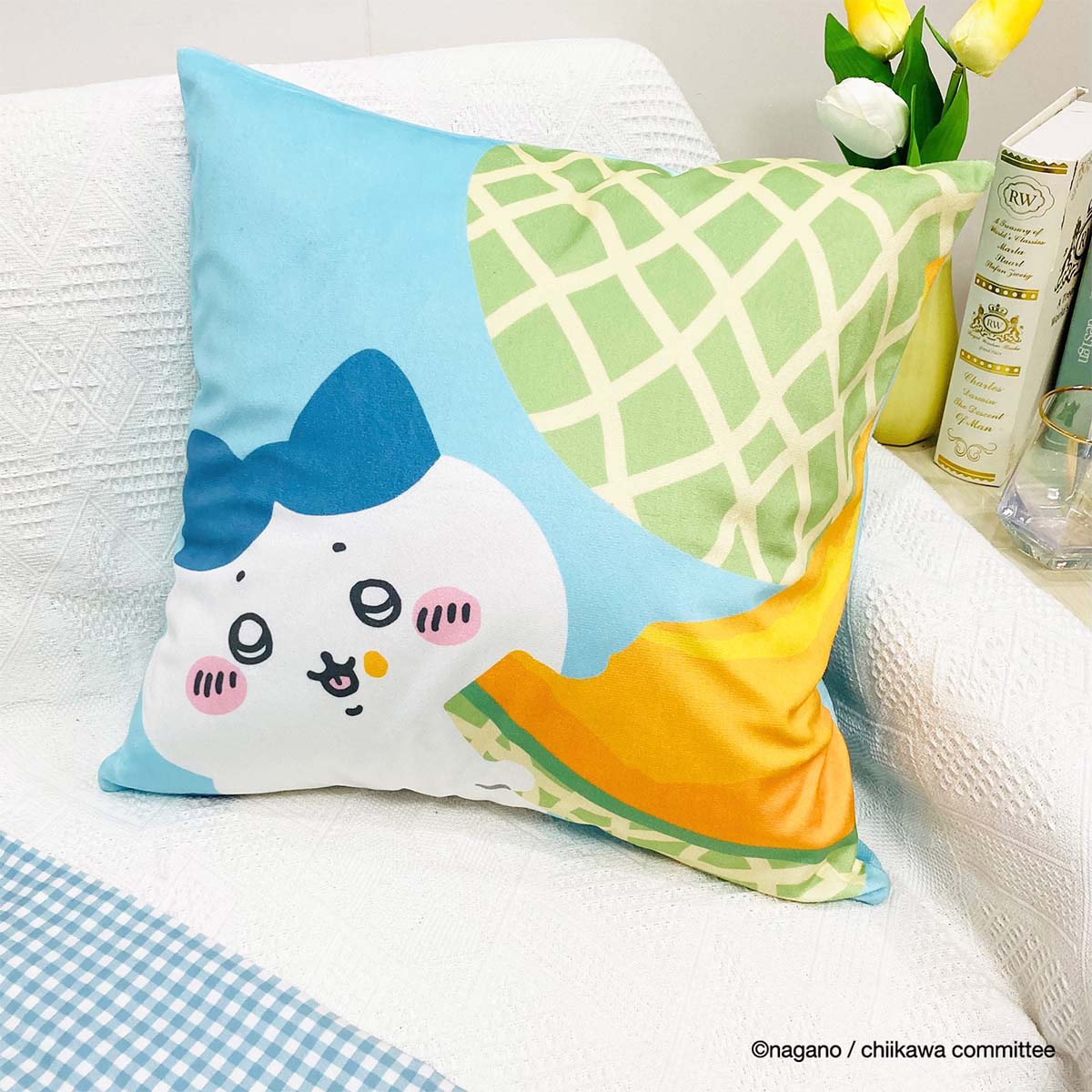 Chiikawa Cushion Cover (Hachiware, Melon)