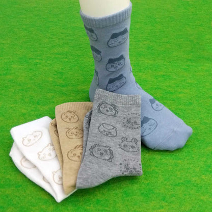 Chiikawa Crew Socks (Usagi Face All-Over Pattern) Kids' Size