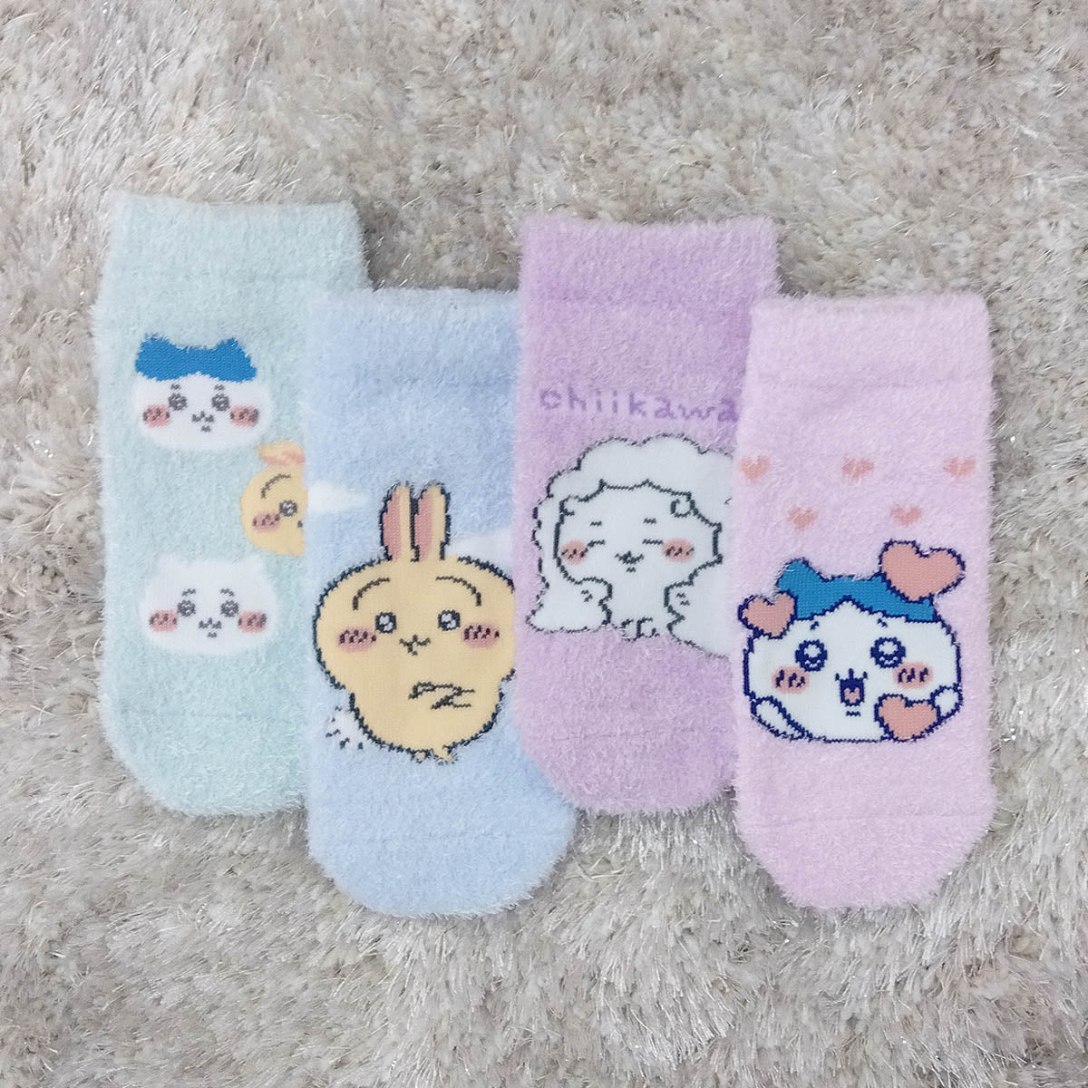 Chiikawa Fluffy Sneaker-Length Socks (face Mint) Kids'