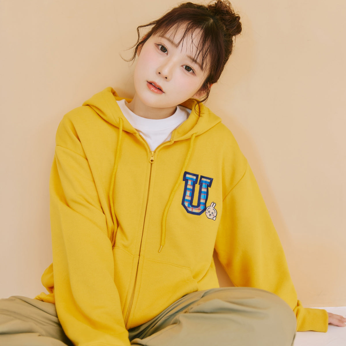 吉伊卡哇 拉鍊連帽衫 GO MY WAY 黃色