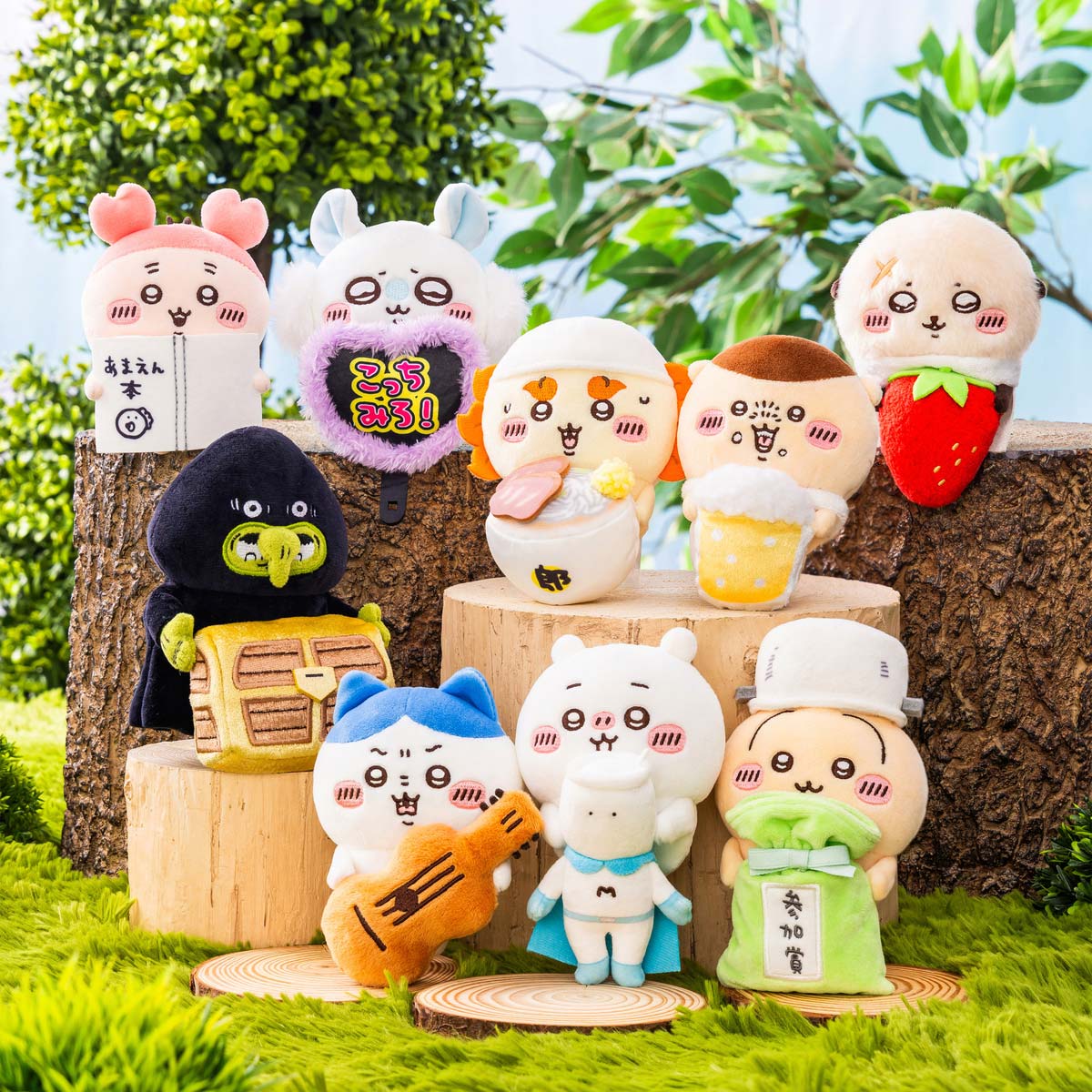 ちいかわ デスクトップから見守るひっかけぬいぐるみ（むちゃうマンとちいかわ）