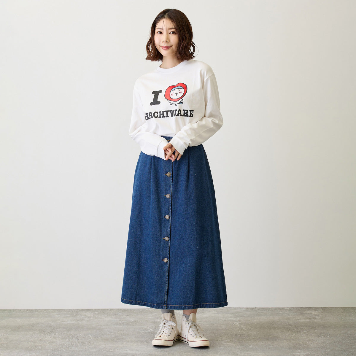 吉伊卡哇 長袖T恤 I LOVE HACHIWARE 白色