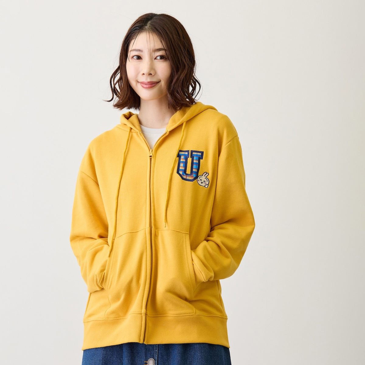 吉伊卡哇 拉鍊連帽衫 GO MY WAY 黃色
