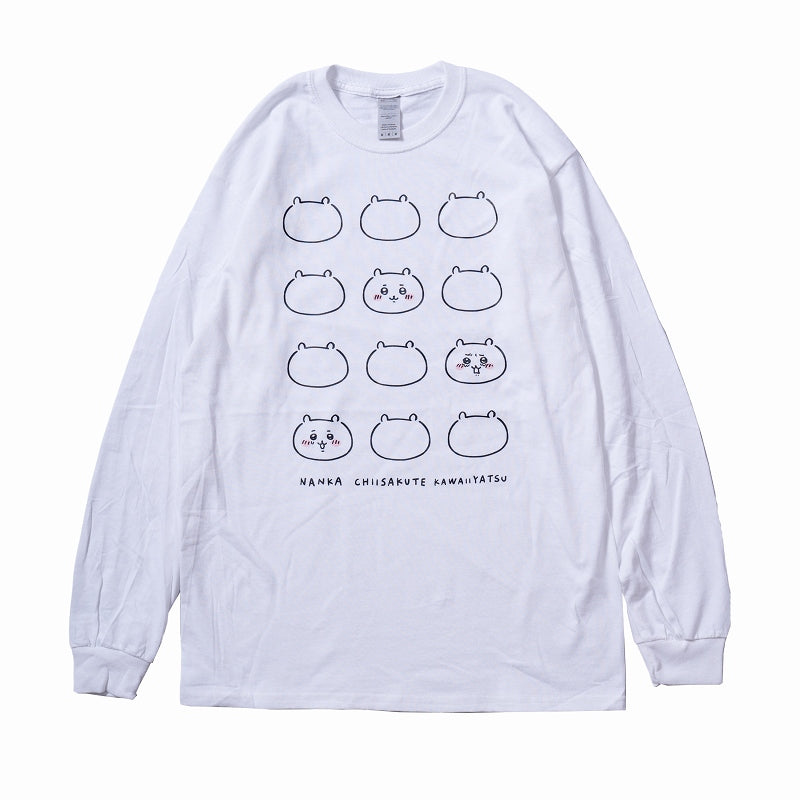 吉伊卡哇 臉部 長袖 T恤（白色）