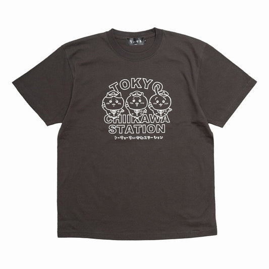 Chiikawa Station Trio T-Shirt Charcoal