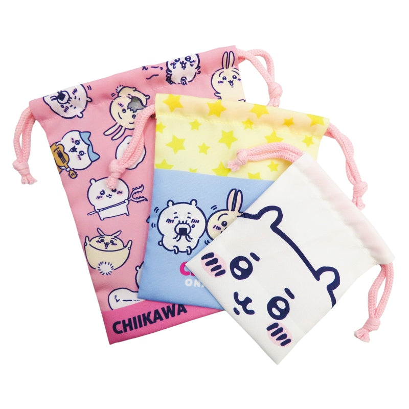 Chiikawa 3P Drawstring Pouch