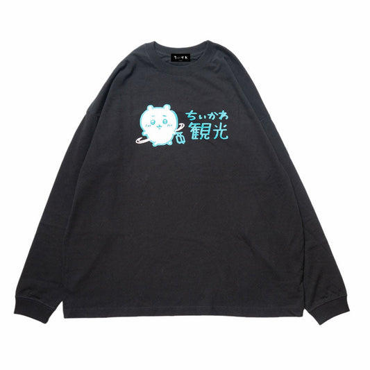 Chiikawa Tourism Big Silhouette L/S T-Shirt Tourism Logo (Black)