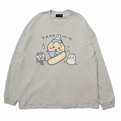 吉伊卡哇觀光 寬版長袖T恤 兔子滑雪板款（灰色）