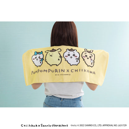 Chiikawa × Sanrio Characters Face Towel (Looking Back)