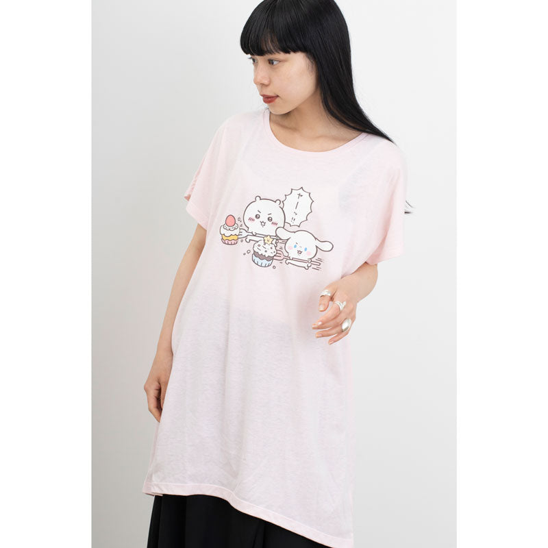 ちいかわ×サンリオキャラクターズ ドルマンワンピ ちいかわ×シナモロール ピンク FREE