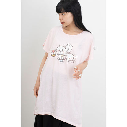 ちいかわ×サンリオキャラクターズ ドルマンワンピ ちいかわ×シナモロール ピンク FREE