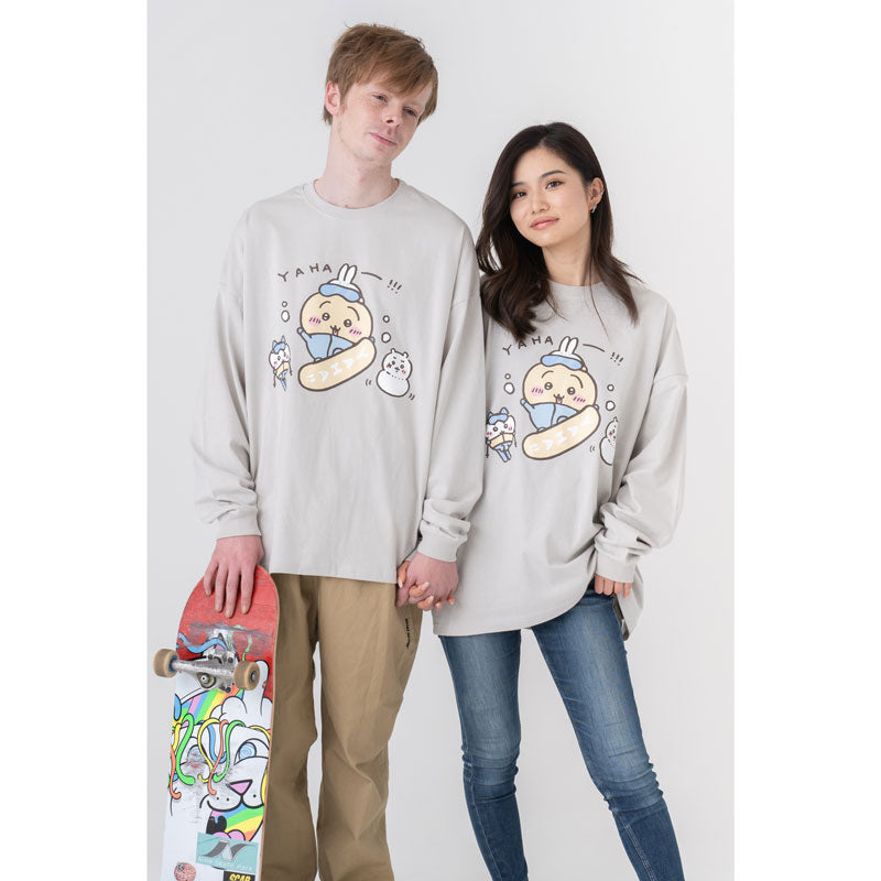 吉伊卡哇觀光 寬版長袖T恤 兔子滑雪板款（灰色）