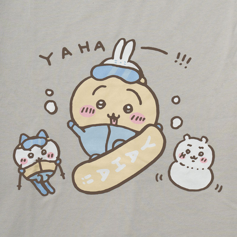 吉伊卡哇觀光 寬版長袖T恤 兔子滑雪板款（灰色）