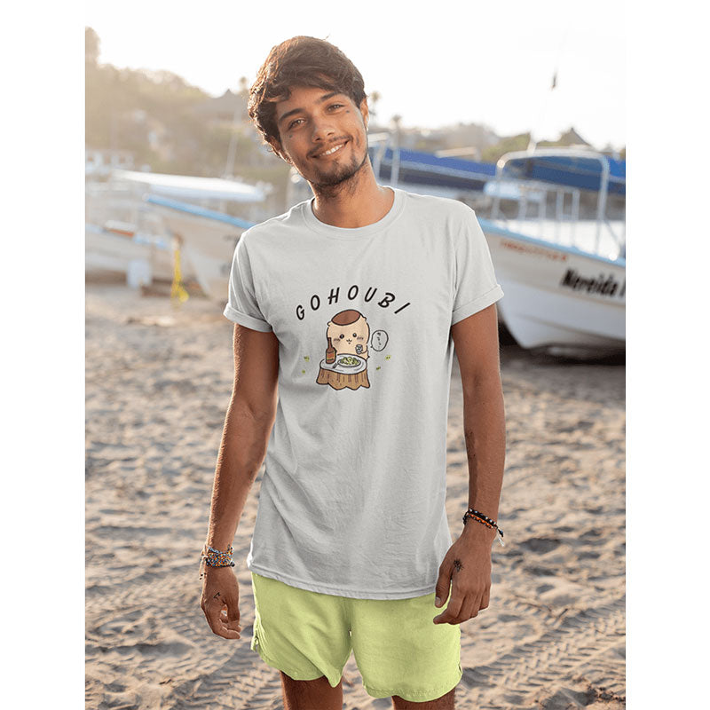 ちいかわ Tシャツ 栗まんじゅう ご褒美 フロストグレー