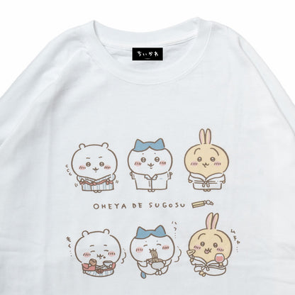 ちいかわ観光 ビックシルエットL/S Tシャツ 部屋で過ごす(ホワイト)