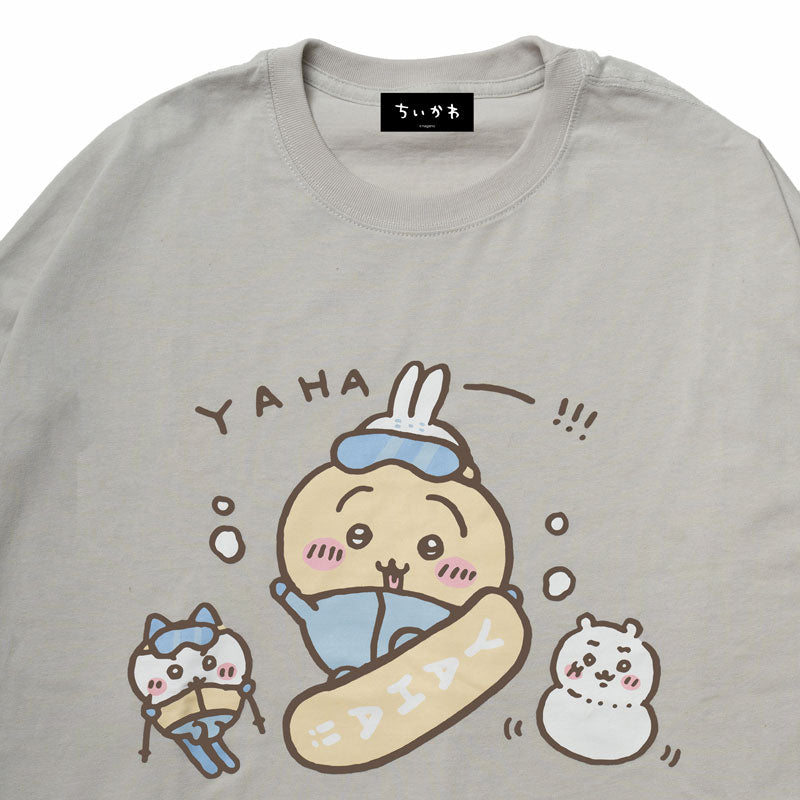 吉伊卡哇觀光 寬版長袖T恤 兔子滑雪板款（灰色）
