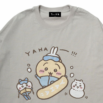 吉伊卡哇觀光 寬版長袖T恤 兔子滑雪板款（灰色）