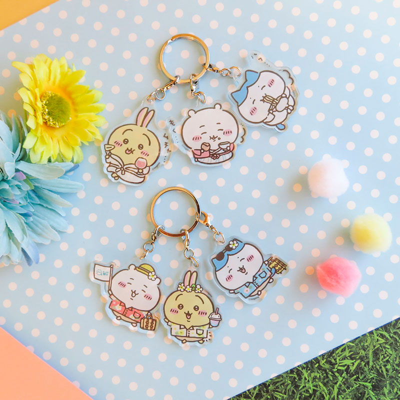 吉伊卡哇 三連壓克力鑰匙圈（想去旅行）