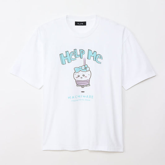 Magical Chiikawa Big T-Shirt Hachiware HELP ME White