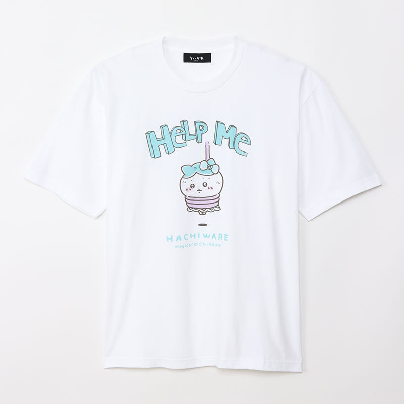 Magical Chiikawa Big T-Shirt Hachiware HELP ME White