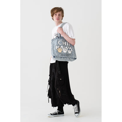 Chiikawa Denim Large Tote Bag (Chemical Wash)
