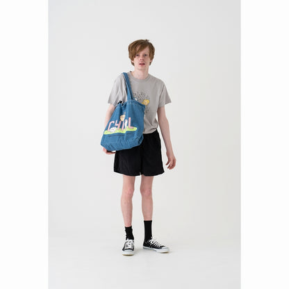 Chiikawa Denim Large Tote Bag CHILL (Light Blue)