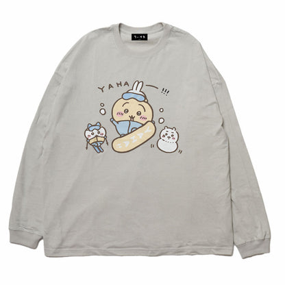 吉伊卡哇觀光 寬版長袖T恤 兔子滑雪板款（灰色）