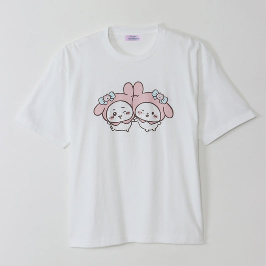 Chiikawa × Sanrio Characters Big T-Shirt Chiikawa × My Melody White