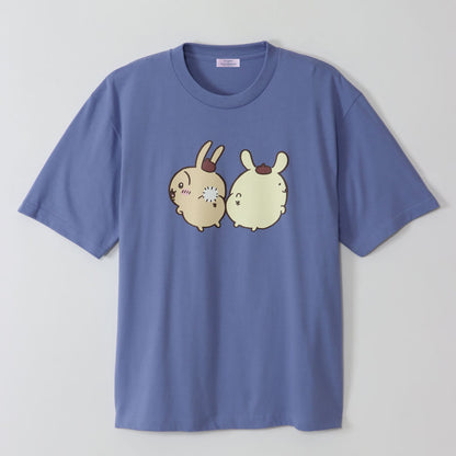 ちいかわ×サンリオキャラクターズ ビックTシャツ うさぎ×ポムポムプリン ダスティブルー