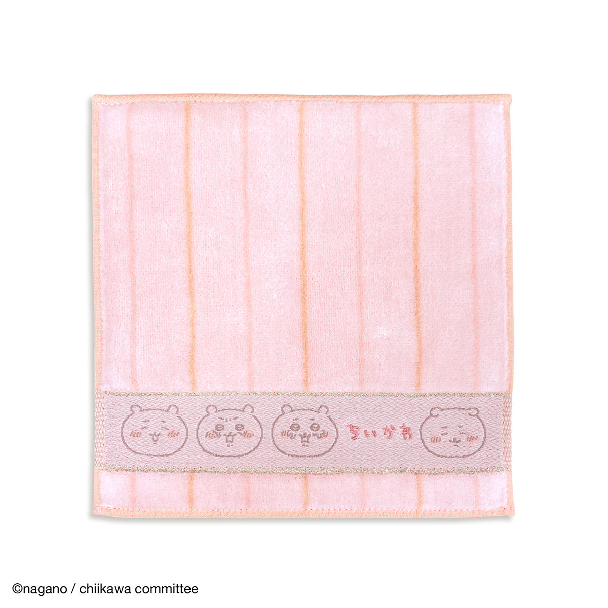 ちいかわ ミニタオルハンカチ（ストライプ ピンク）