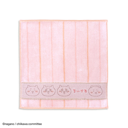 ちいかわ ミニタオルハンカチ（ストライプ ピンク）