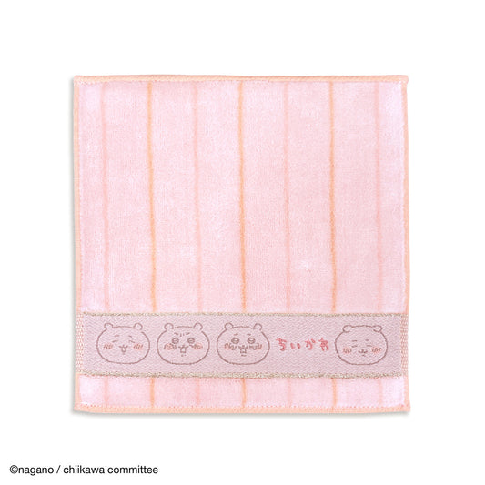 ちいかわ ミニタオルハンカチ（ストライプ ピンク）