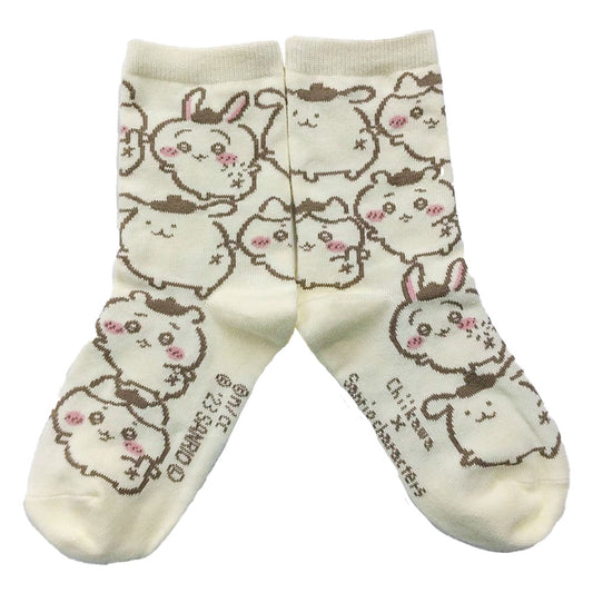 ちいかわ×サンリオキャラクターズ クルーソックス（ポムポムプリン総柄） キッズ用