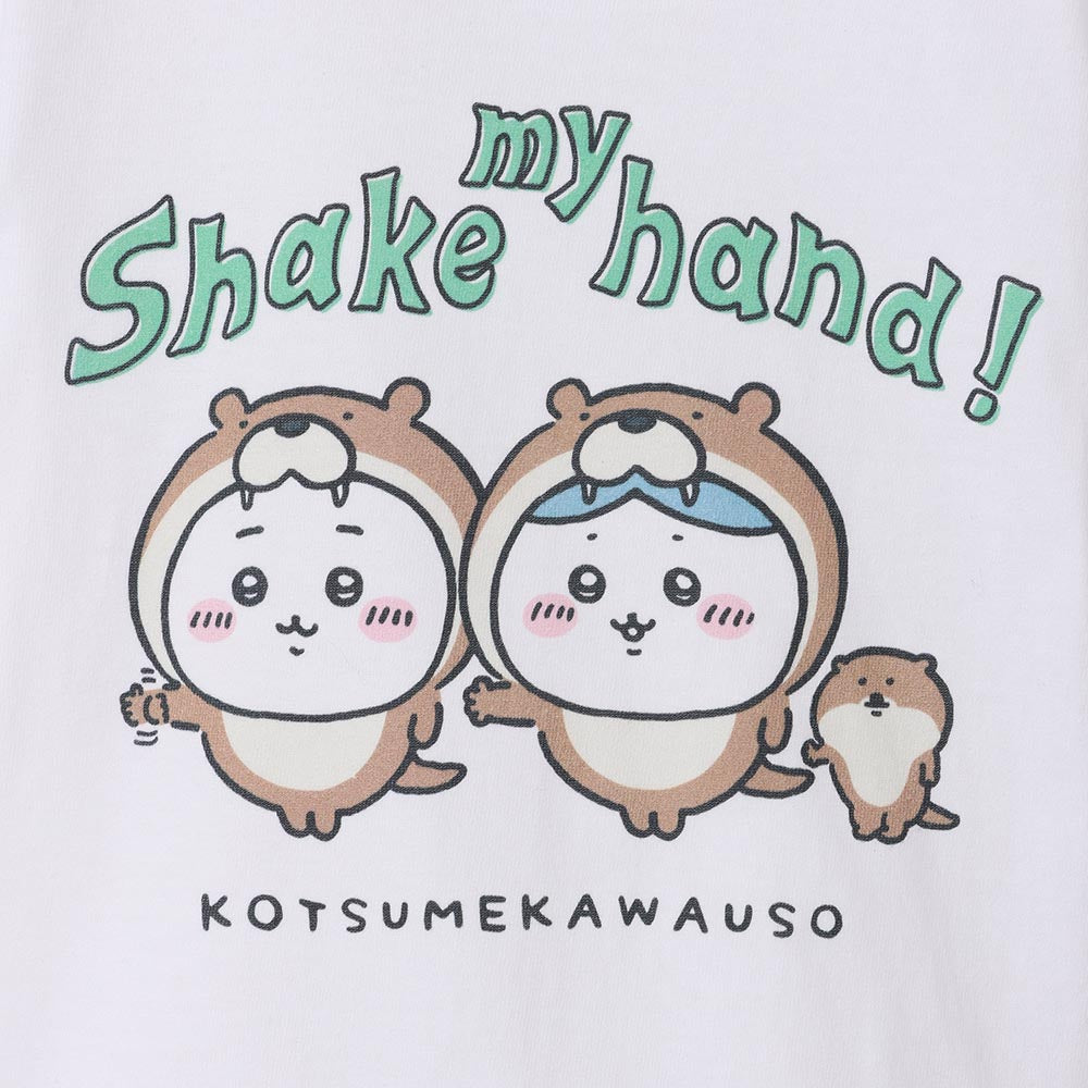 吉伊卡哇水族馆 儿童T恤 水獺握手 白色（附乌龟镜子）