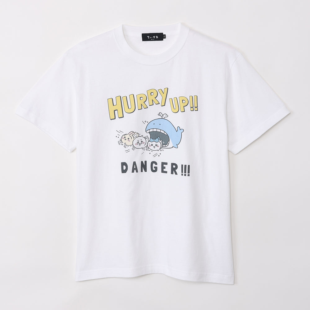 ちいかわ水族館 Tシャツ ハリーアップ ホワイト（イカミラー付）