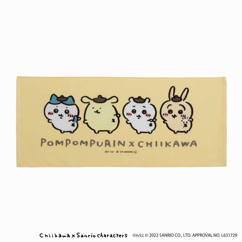 Chiikawa × Sanrio Characters Face Towel (Looking Back)