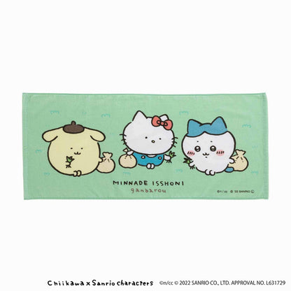 ちいかわ×サンリオキャラクターズ フェイスタオル（草むしり）