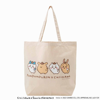 Chiikawa × Sanrio Characters Large Tote Bag (Looking Back)