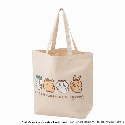 Chiikawa × Sanrio Characters Large Tote Bag (Looking Back)