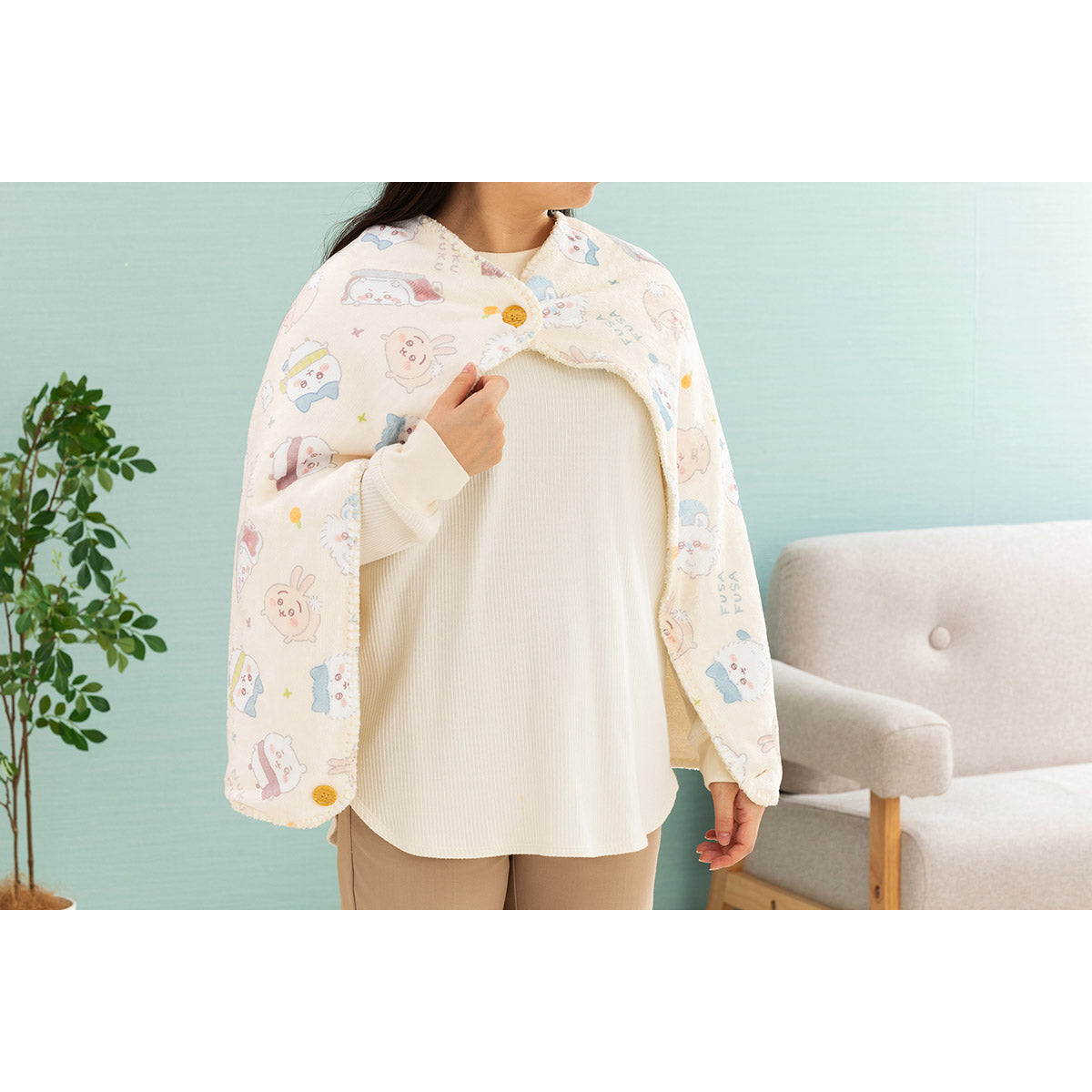 치이카와 따뜻한 3WAY 블랭킷 (아이보리)