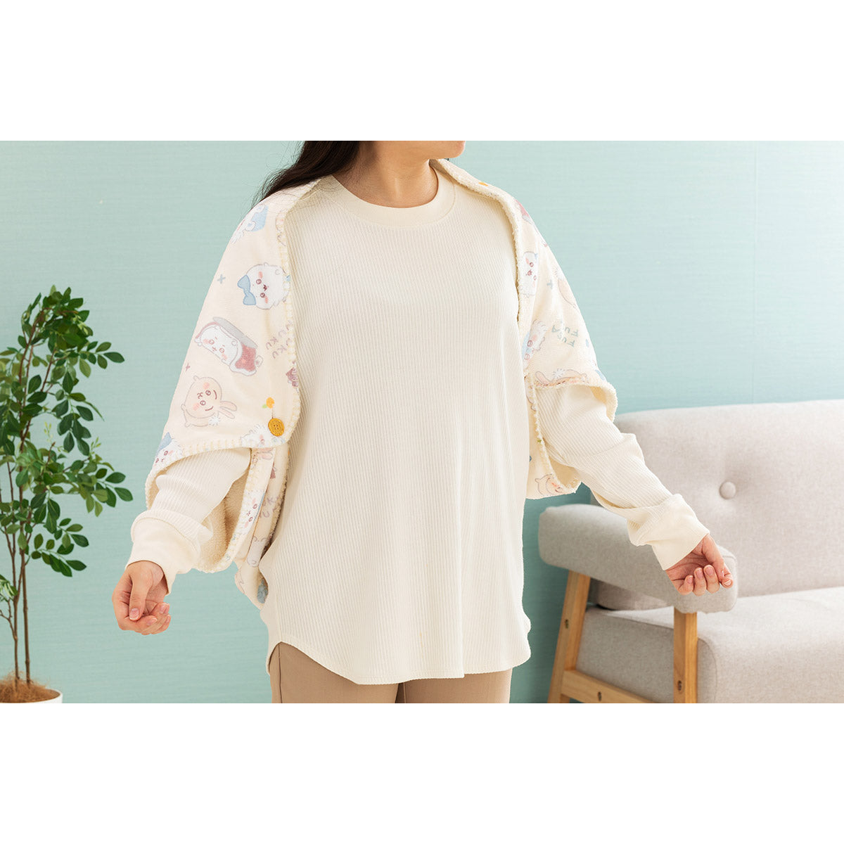 치이카와 따뜻한 3WAY 블랭킷 (아이보리)